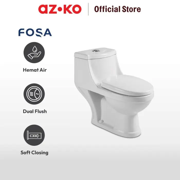 AZKO Fosa Kloset Duduk Washdown Monoblock A2156 Sitting Toilet Wc Duduk Perlengkapan Kamar Mandi Bathroom Tools 2