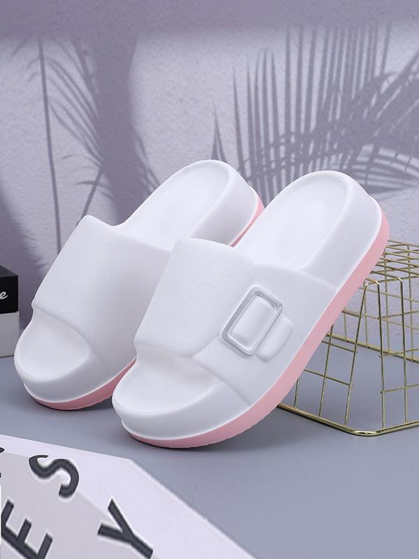 Women's Colorblock Platform Slides, Casual Comfortable Soft Sole Slippers for Indoor Outdoor Wear, Non-slip Slippers for Summer Beach, Walking Shoes 4