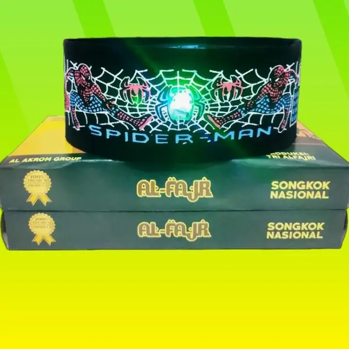 Peci Songkok Kopiah Motif Karakter Anak dengan Lampu LED Bordir Kuat dan Lembut Nyaman Dipakai 4