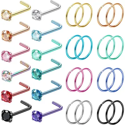 Nose Piercing Kit Jstyle 20G 36PCS 316L Stainless Steel Nose Ring