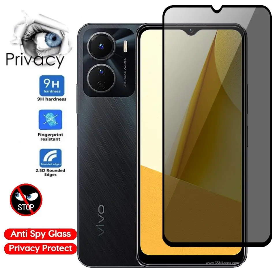 For Vivo Y16 VivoY16 Y 16 Privacy Screen Protector Tempered Glass Protective Film Anti-Peep Glass Phone Front Anti-spy Film