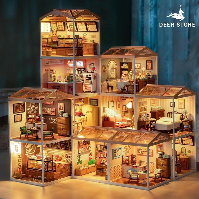 Mẫu Mới Nhà Búp Bê Rolife Super Creator tự làm của Robotime bằng Nhựa ABS. Mô hình có đèn led. DW001 Đồ Chơi Toy