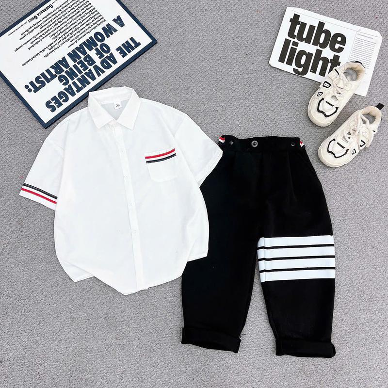 [ 17 -55KG] Sét Bộ Phối Boy Phố Áo Cộc Tay Quần Tây - Phong Cách boy phố Cho Bé Trai - Kiểu Dáng hàn quốc Fom Chuẩn - Quần Bò Bé Trai Kích Cỡ Vừa Lớn