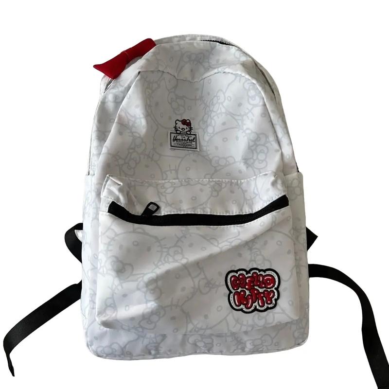 Ba Lô Thương Hiệu Thời Trang Nova, Doki, Đồng Thương Hiệu Hello Kitty, Chất Liệu Nylon, Chống Thấm Nước, Thích Hợp Cho Học Sinh, Thiết Kế Nơ Dễ Thương, Cho Nữ, Cặp Sách Backpack Đeo Vai 0