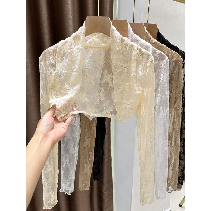 Áo Cardigan Chống Nắng, Ren, Dành Cho Nữ, Váy Hai Dây, Áo Mặc Bên Ngoài, Che Phủ, Khăn Choàng Sườn Xám Mùa Hè, Áo Khoác Nhỏ Áo Lưới Rỗng 4