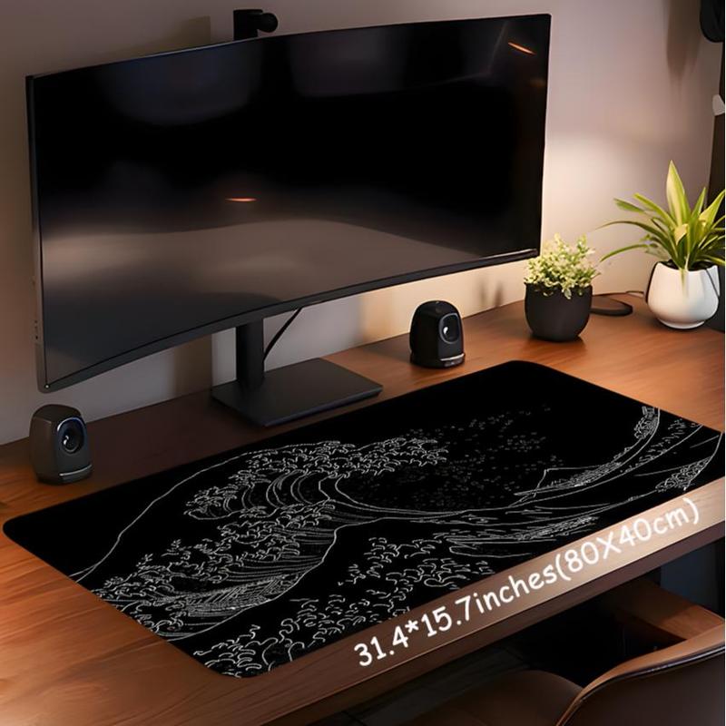 Product Introduction of Japanese Waves Sea Pattern Mouse Pad, Large Gaming Mouse Pad, Aesthetic Desktop Decoration Protective Pad, Multi-size Mousepad Suitable for Laptop, Desktop Computer Games 2
