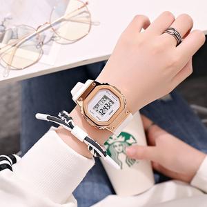 Jam Tangan Digital Wanita Sporty White Watch LED Paparan Besar Warna Rose Gold Gaya Kasual Stylish Harian Fashion
