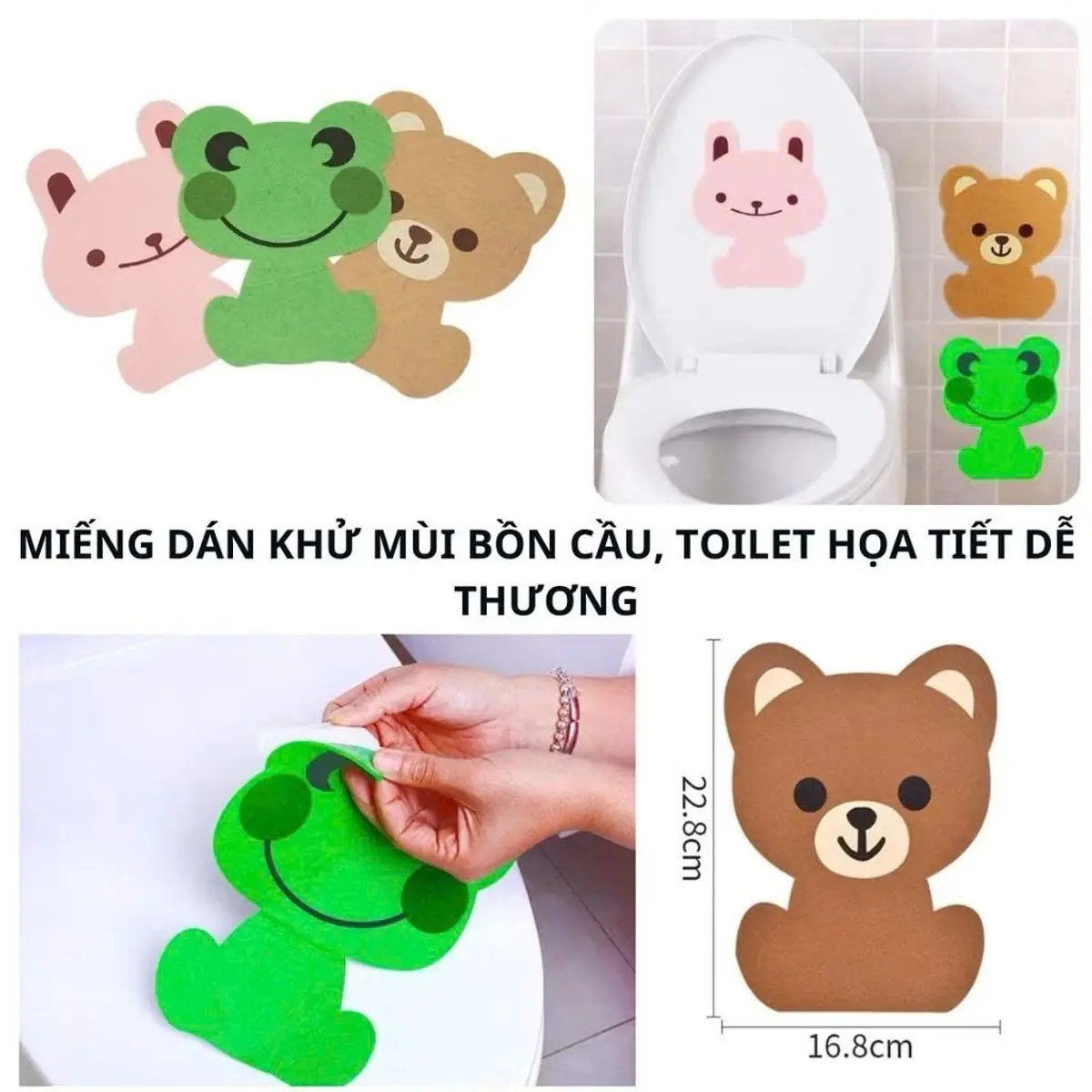 Miếng dán khử mùi nhà vệ sinh, miếng dán bồn cầu toilet khử mùi hình thú ngộ nghĩnh - LT Grocery Làm Sạch không khí toilet