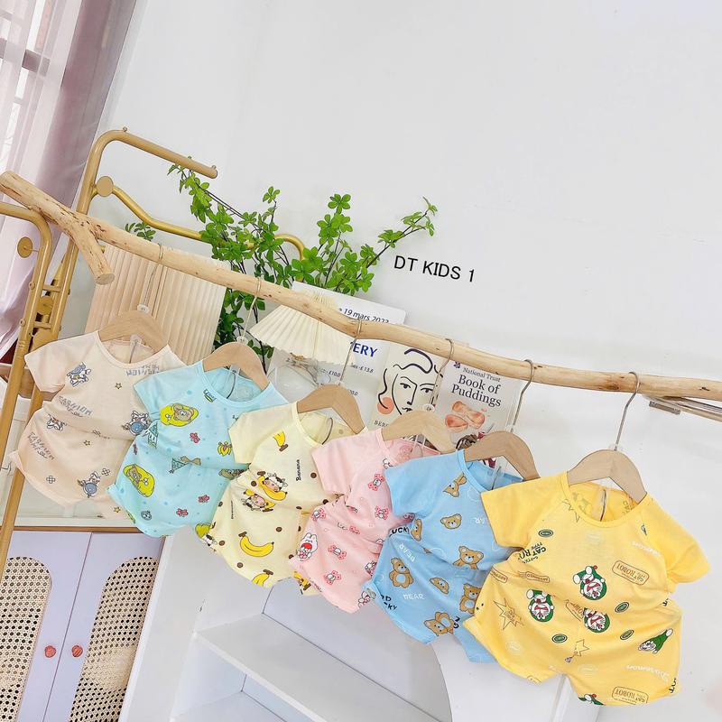 [Combo 5] bộ quần áo cộc tay thun lạnh phối cho bé trai, bé gái cao cấp từ [5 Kg - 16 Kg] ( có hỗ trợ mix Size )