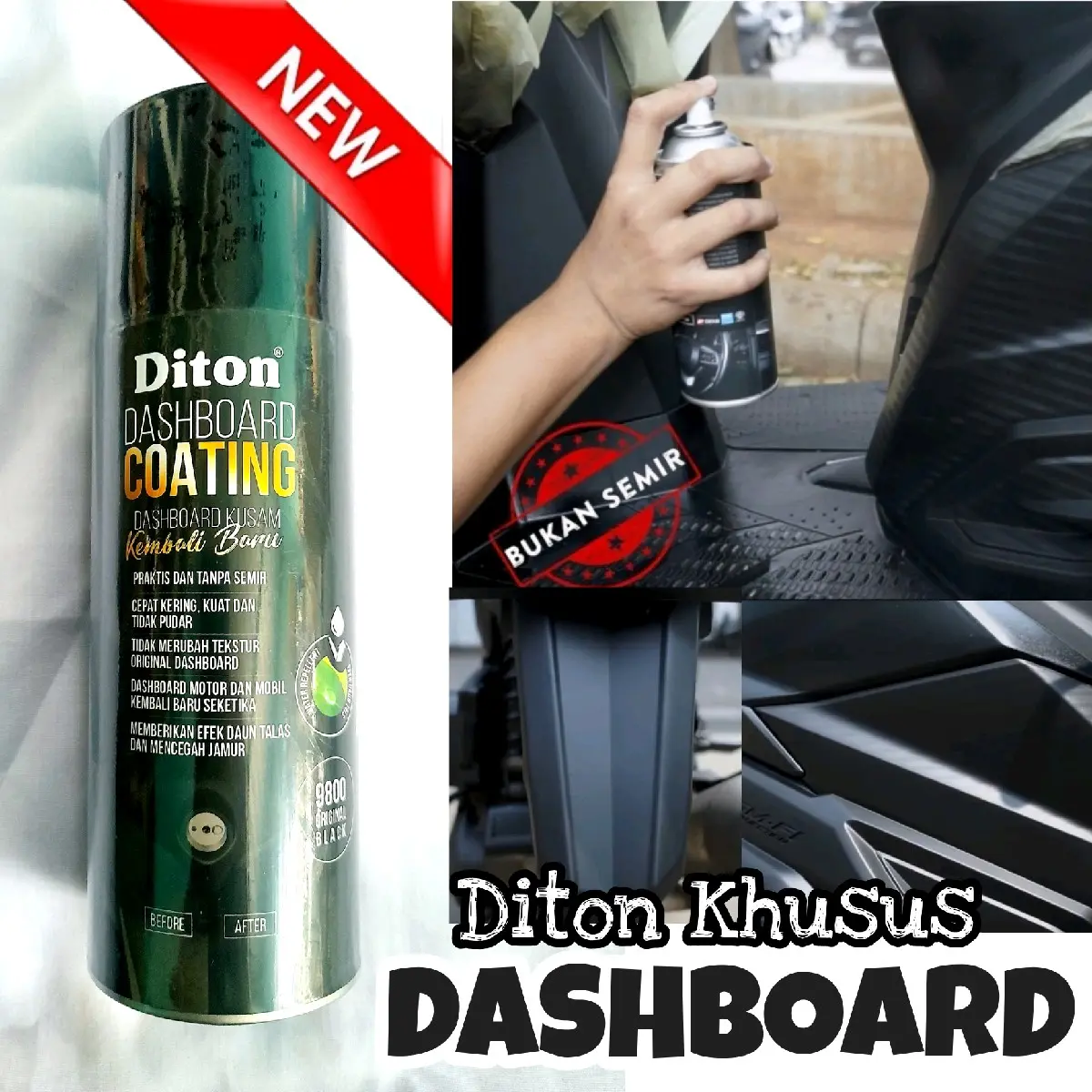 (JAWA) Cat Pilok Diton 9800 Dashboard Coating BLACK HITAM Dasbor Body Kasar Mobil Sepeda Motor
