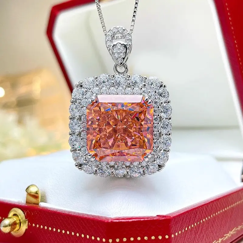 Luxurious imported high carbon diamond princess necklace