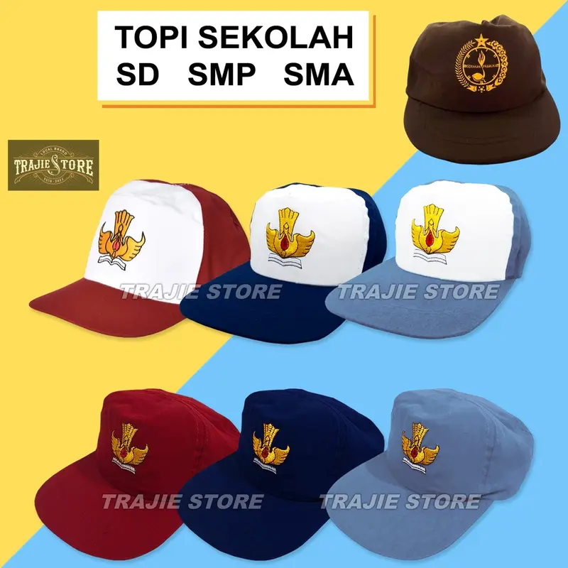 Topi Sekolah SD SMP SMA Bordir Putra Putri Polos Anak Perempuan Fashion 0