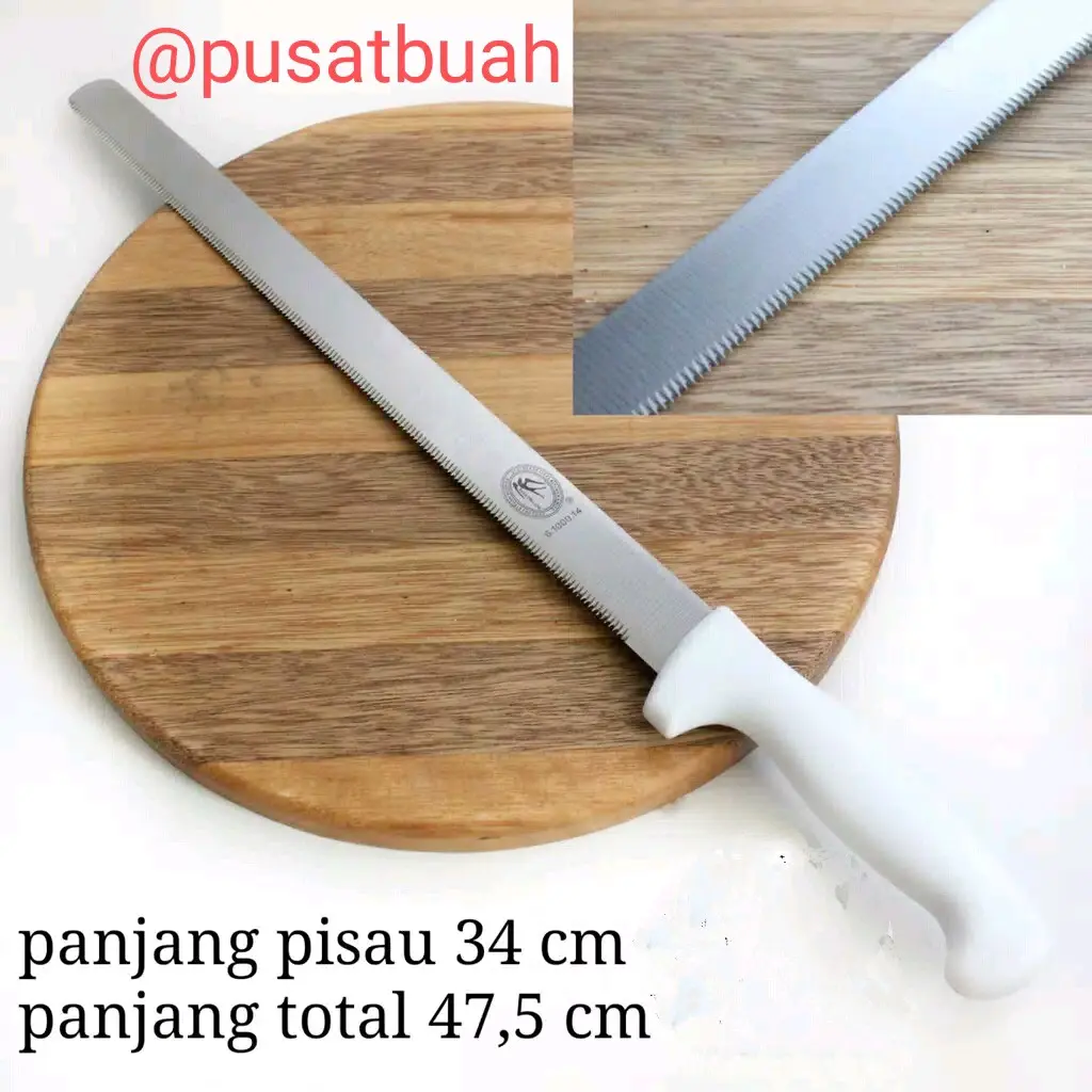 PISAU ROTI GERIGI HALUS 34 CM KUE ULANG TAHUN PISAU PANJANG 13 INCH PISAU CAKE PENGANTIN PISAU KEBAB PISAU DAGING PISAU KUE PERNIKAHAN WEDDING CAKE SERRATED NON SERRATED KNIFE STAINLESS STEEL POTONG ROTI BAKAR MARTABAK MANIS ASIN TOKO KUE TART LAPIS LEGIT