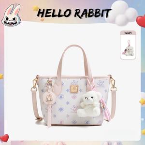 กระเป๋าตะกร้า HELLO RABBIT ลิมิเต็ด อิดิชั่น, กระเป๋าโท้ท ไล่ระดับสี Ombre อินเทรนด์, สำหรับผู้หญิง, กระเป๋าสะพายฤดูร้อนน่ารัก