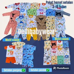 SALE 100RB DAPAT 7  (3-18 BULAN )PAKET USAHA SETELAN BAJU CELANA BAYI  MIX