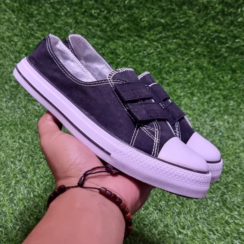 Sepatu Kerja Wanita Flat Shoes Velcro Terbaru Slip On Loafers Kanvas Import Karet Lentur Empuk Kekinian 3
