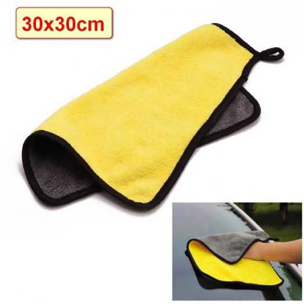 Khăn Lau Xe Microfiber 2 Mặt Cao Cấp 30cm x 30cm Phụ Kiện Rửa Xe