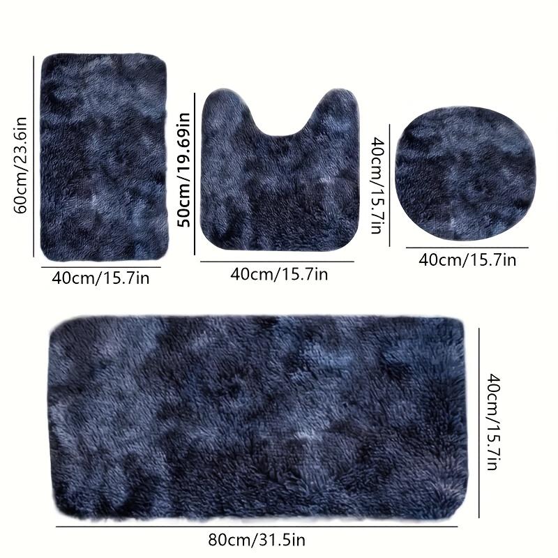 4pcs Fluffy Bathroom Mat Set - Soft, Absorbent, Non-Slip, Thick, Machine Washable, Rectangular Polyester Mat Kit, Non-Slip Rugs | Stylish Bathroom Decor | Polyester Fiber Mats, Bathroom Mat 3