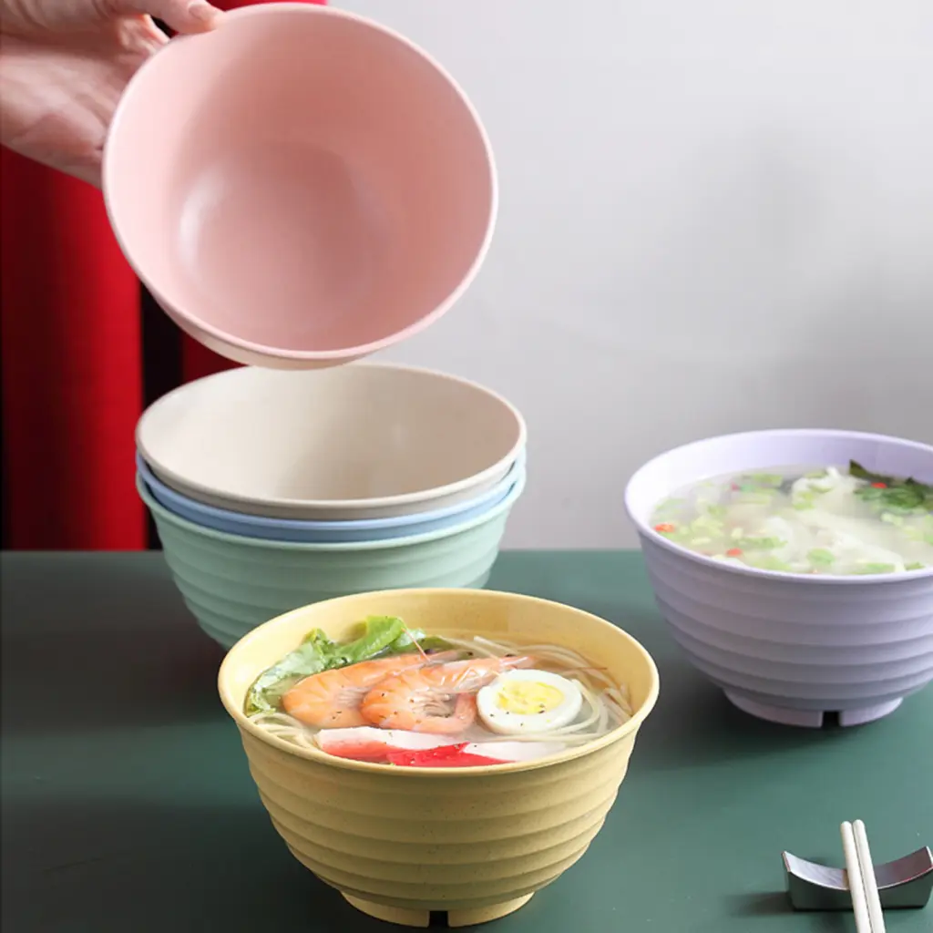 【QL】 Soup Bowl Easy to Clean Round Salad Bowl Lightweight PP Food Bowl for Dining Room High Capacity