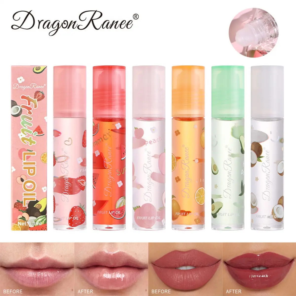 Son bóng không màu trong suốt dâu tây Son bóng trái cây Hạt dưỡng ẩm, nuôi dưỡng và cấp nước Dầu chăm sóc môi mùa thu và mùa đông Nữ Cosmetic Women Trang Điểm