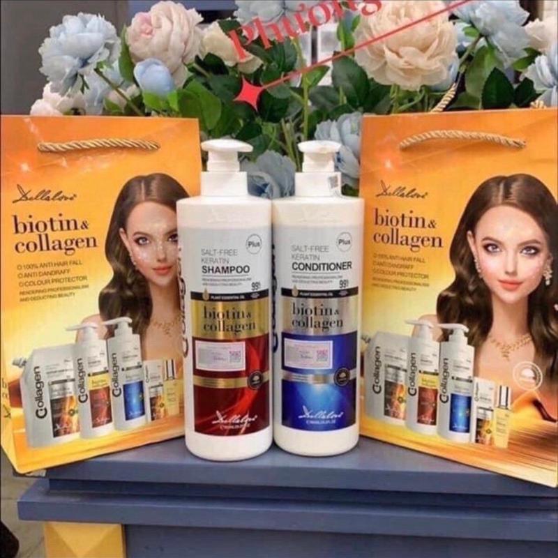 Cặp GỘI  XẢ BIOTIN COLAGEN ,850ml/1 chai , hỗ trợ giảm rụng, giúp nhanh dài tóc , giảm gàu và hỗ trợ kiền dầu