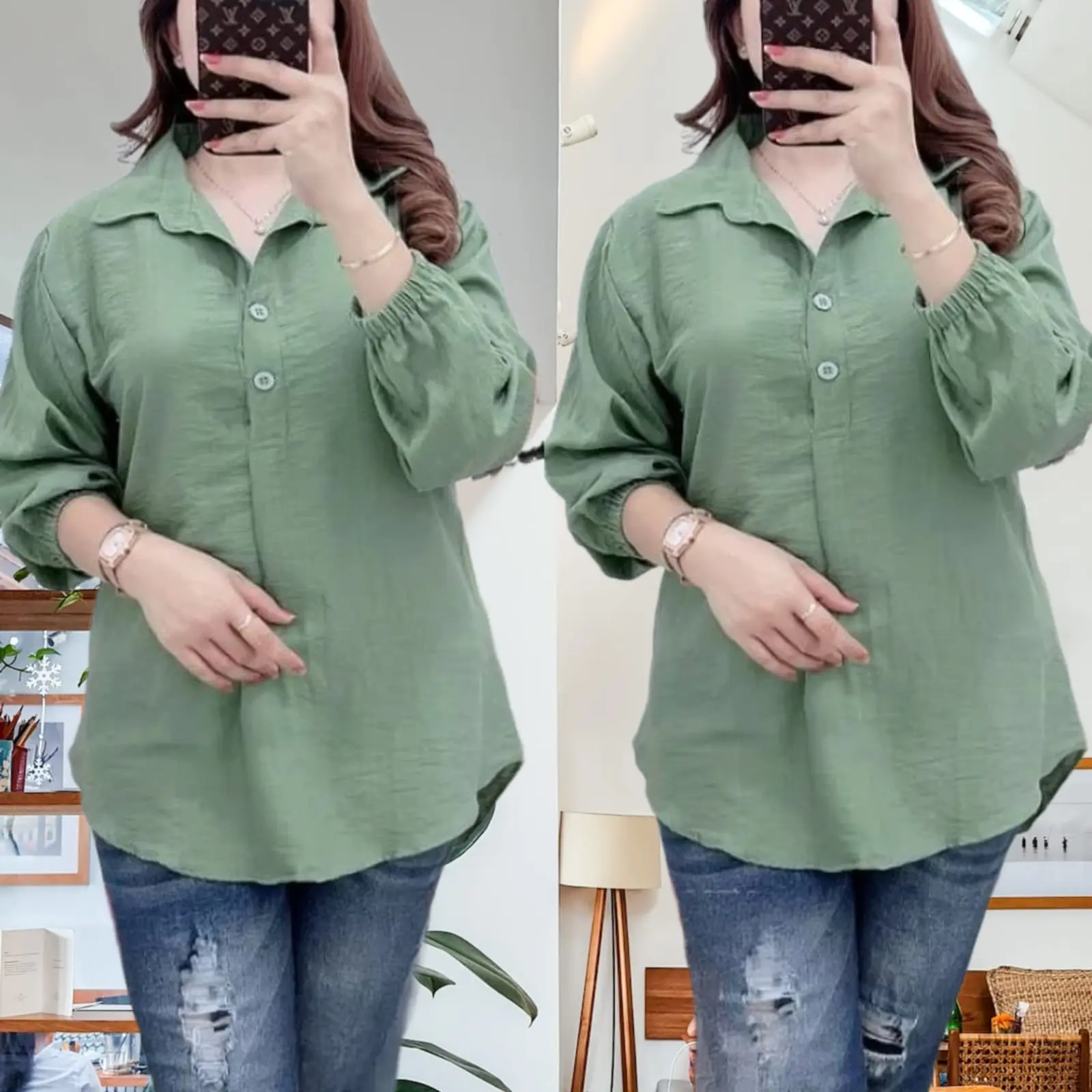 BLOUSE KEMEJA CRINKLE AIRFLOW PREMIUM / ATASAN WANITA TERBARU / PAKAIAN WANITA KEKINIAN Lembut Pesta blouse kemeja  bordir