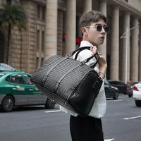 Gambar [TAS MUDIK] Leather Concept HITMAN Tas Travel Bag Pria Bahan Kulit anyaman hitam mudik - Hitam dari Leather Concept Kota Tangerang 5 Tokopedia