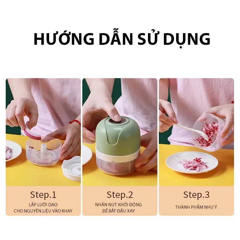 Máy Xay Mini Tỏi Ớt Cầm Tay 250ml Sử Dụng Cổng Sạc USB Siêu Tiện Lợi Mẫu Mới 2021 Inox mayxay  toiot 5