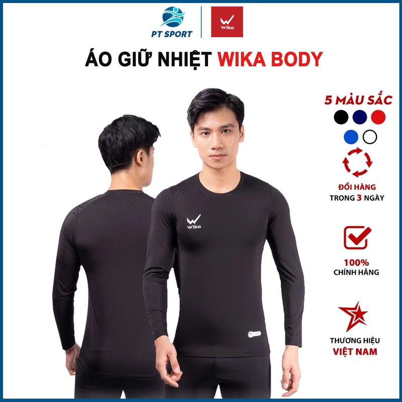 Áo Giữ Nhiệt WIKA Chính Hãng, Mầu Đen Chất Vải Thun Lạnh, Co Giãn Thoải Mái Khi Vận Động Các Hoạt Động Thể Thao Nam Sport Đồng Tập Gym Thể Dục Tập Thể Dục Chạy Bộ Trang Phục