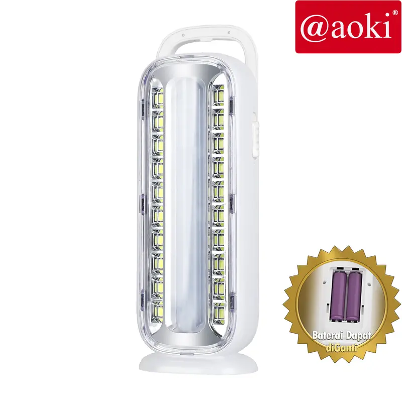 AOKI Lampu darurat baterai lithium 35SMD 20JAM USB-C baterai dapat diganti tube tahan lama 0