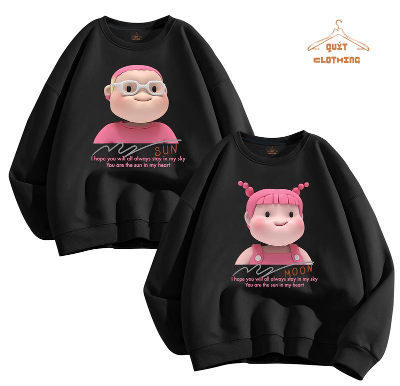 Áo Đôi sweater sun - moon chất nỉ bông form rộng dáng Unisex 1
