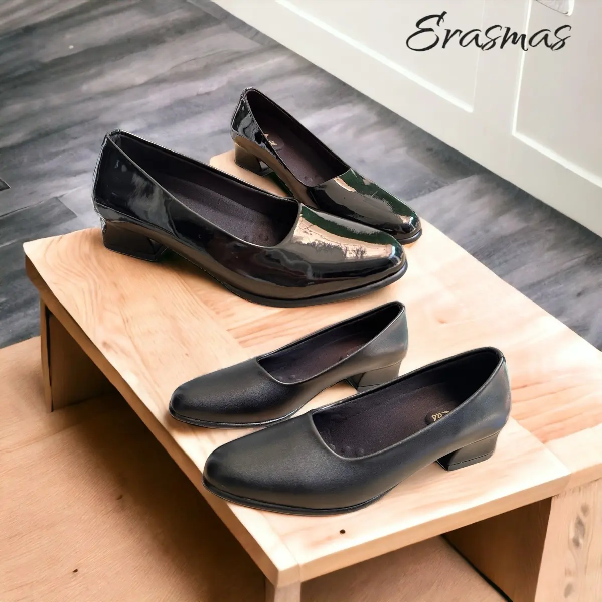 Sepatu Erasmas 02A Hak 3cm - Sepatu Dinas Wanita Sepatu Kantor Wanita Sepatu Pdh Wanita Sepatu Kerja Wanita Low Heel (1-3 cm)