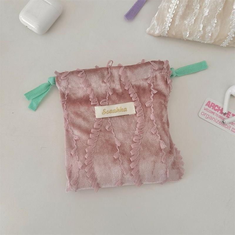Túi lưu trữ dây rút trang trí ren, túi vải Nhỏ Thích hợp cho son môi, ví đựng tiền Xu, tai nghe, túi cầm tay, bán chạy tại cửa hàng năm 2025 3
