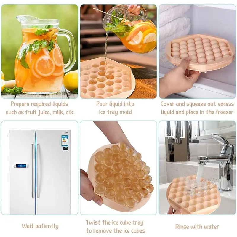 Khuôn Làm Đá Viên Tròn, Khay Nhựa, Khuôn Làm Đá Có Nắp, Dụng Cụ Nhà Bếp, Khuôn Làm Đá 7
