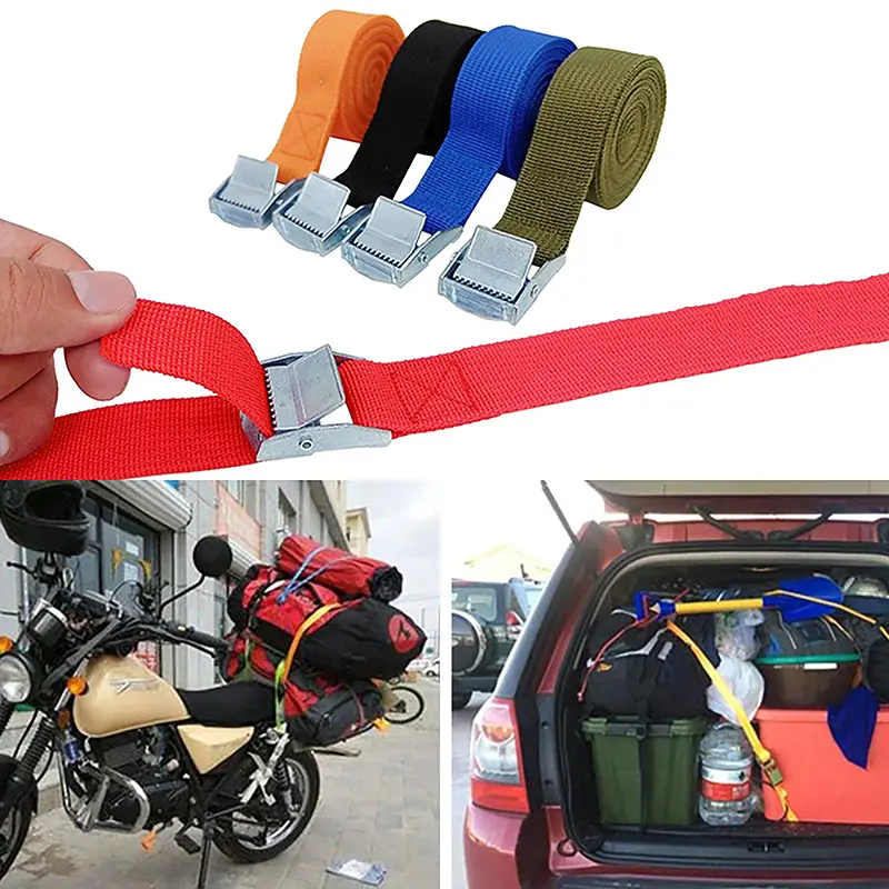 Dây Đai chở hàng, dài 5M, có khóa, đai buộc, cho xe máy, ô tô, xe đạp, dây kéo kim loại, dây đai cố định cần cẩu mạnh, cho túi Hành Lý 0