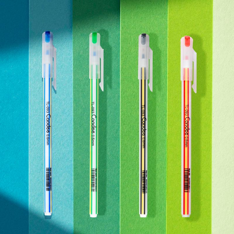 Combo 5 10 20 Bút bi Thiên Long Candee TL-093 ngòi 0.6mm - viết bi sọc có nắp đậy trọng lượng nhẹ viết êm trơn