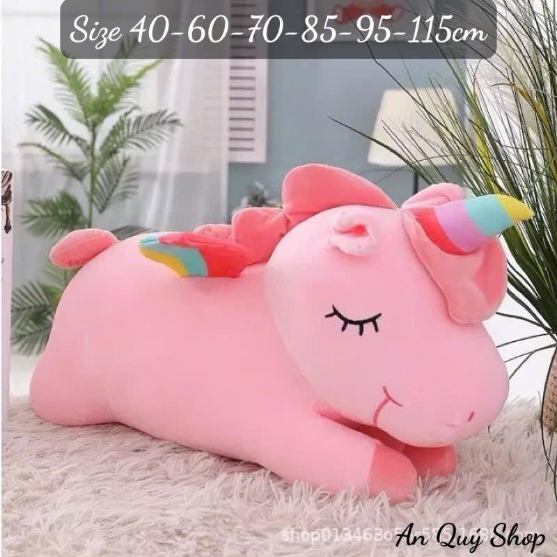  Gấu bông kỳ lân AN QUÝ SHOP mềm mịn siêu dễ thương size khổ vải 40 60 70 85 95 115cm 