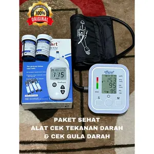 [PAKET TERLARIS] CEK TENSI DARAH DIGITAL & ALAT CEK GULA DARAH DIABETES ISI 25 stripp