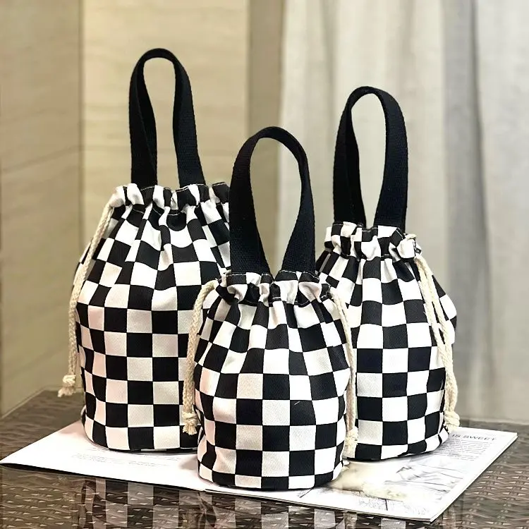 [backpacks on cups]Canvas Drawstring Bundle Handbag Japanese-Style Thermos Cup Beaker Large Capacity Women's Fashion Buggy Bag Pull-Belt Backpack on Cup