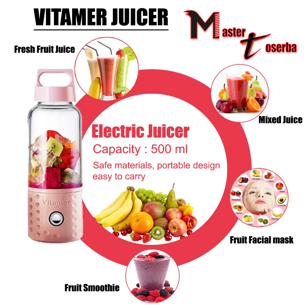 Vitamer Fruit Juicer Portable 500 ml USB Charging ORIGINAL Mesin Jus Sentrifugal