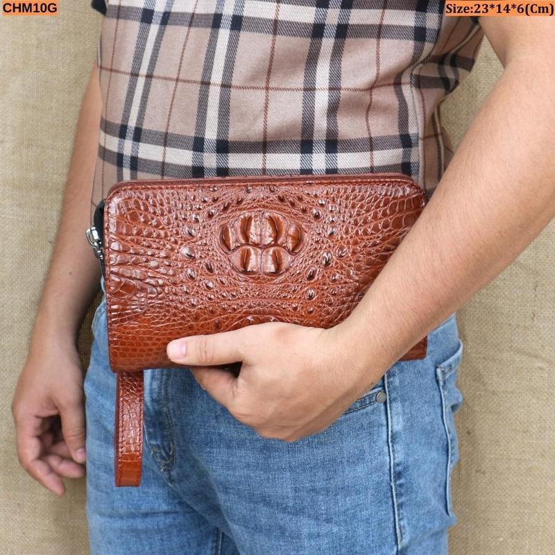 Ví Cầm Tay Nam Size 23Cm Khóa Số Da Cá Sấu | Hàng Konavis Sản Xuất