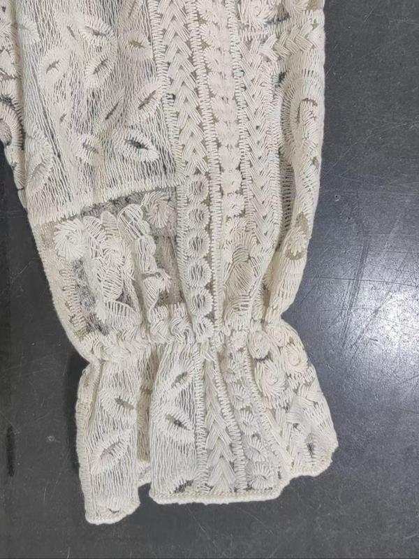 Women's Plain Hollow Out Lace Cardigan, Casual Long Sleeve Cardigan for Daily Wear, Ladies Knitwear for All Seasons, Tops 6