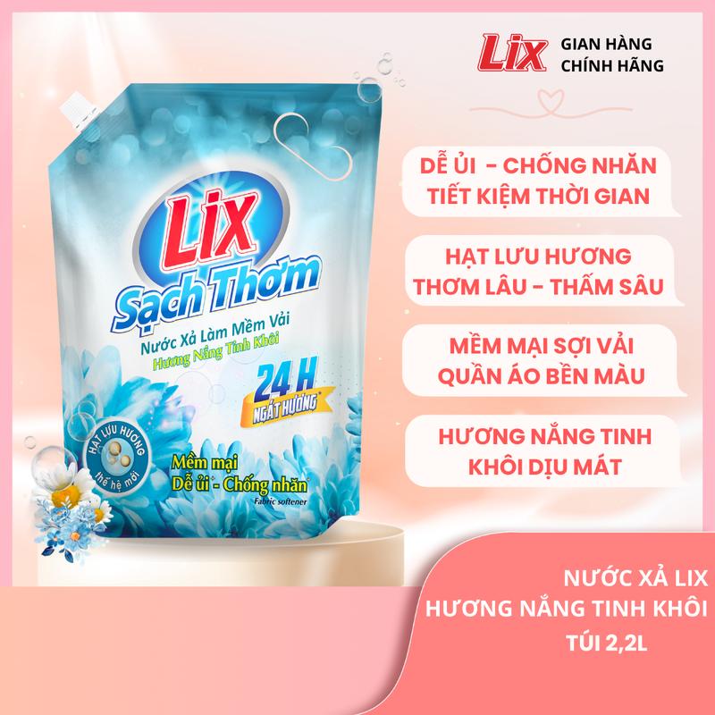 Nước xả Lix hương nắng tinh khôi 2.2l, nước xả mềm vải thơm lâu Lixco Việt Nam 17802