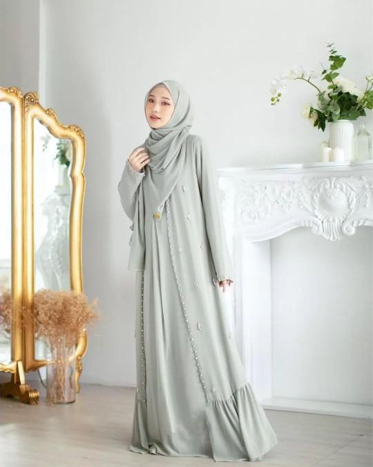 Product Introduction of Abaya syahira set outer abaya turkey remaja dan dewasa warna l hitam mewah elagan Gamis Muslim Wanita bahan Ceruty abaya crystal Mutiara Payet Syari Ibu Dress Simple Kondangan Basic Lebaran Pesta 4
