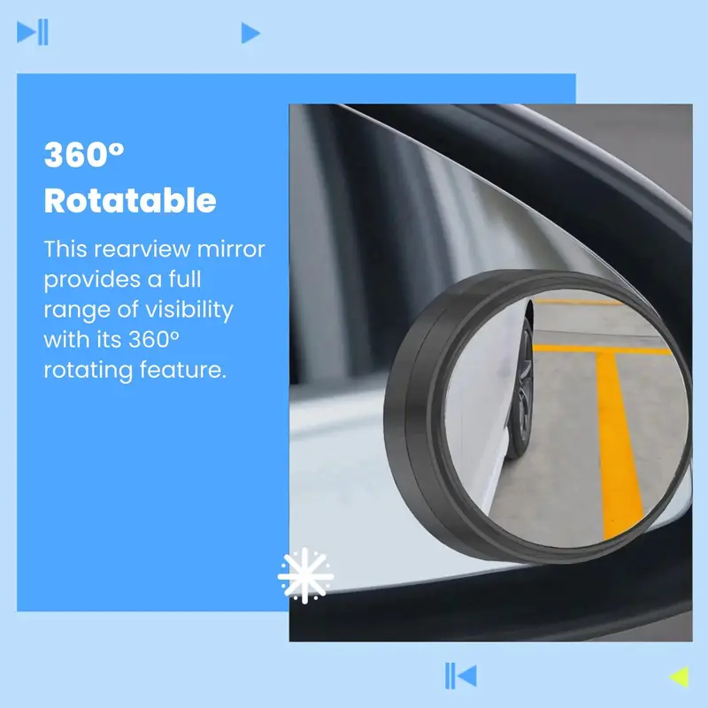Car Rearview Mirror, Round Car Rear View Mirror, 360° Rotatable Car Rear View Mirror, Car Exterior Accessories, Automotive, Vehicle 1