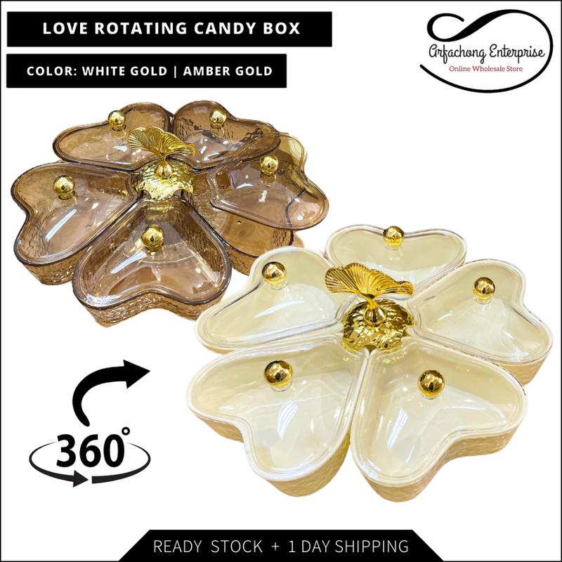 Pattern Rotating Candy Box 360 Love Rotating Candy Box Tableware Rotatable Cookies Storage ...