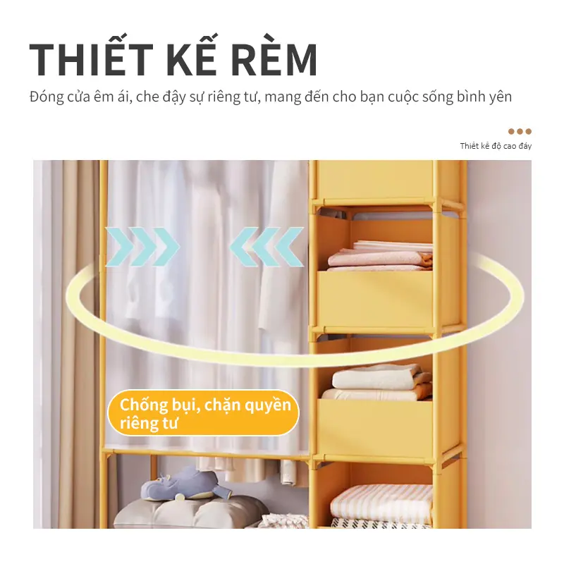 Kệ Để Đồ Đa Năng Có Giá Treo Đồ Kèm Rèm Kéo Có Thiết Kế Hộc Để Đồ Dùng Cá Nhân Bên Dưới Hiện Đại Thông Minh 2
