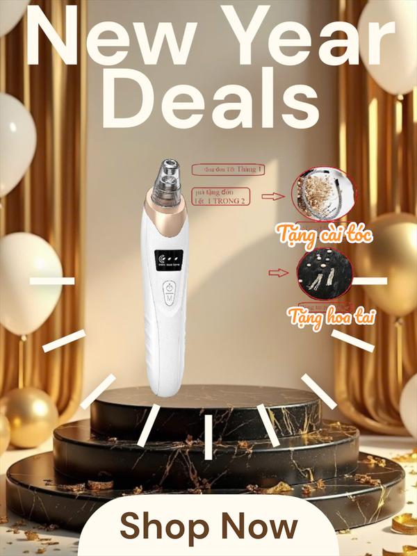 Máy Hút Mụn Cầm tay HY9 Cầm Tay Cao Cấp Mini 5 Đầu Hút - Dụng cụ làm sạch lỗ chân lông Mẫu Mới - Nữ Women Tặng bông tai hoặc cài tóc
