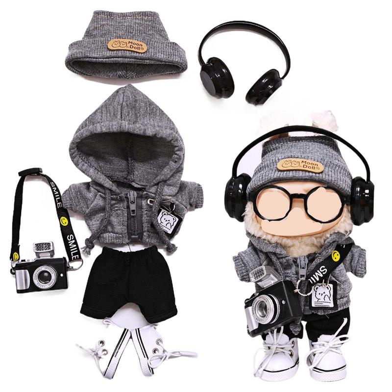 Clothes For Labubu, Grey Trendy Hip-Hop Outfit Doll Clothes For Labubu ...