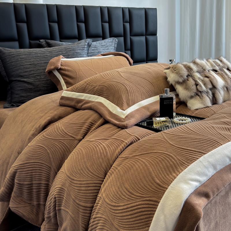  Bộ Chăn Ga Gối Nỉ Nhung Lì Vân Nổi Cao Cấp Sang Xịn Mịn. Sét 4 Món Gồm: 2 Vỏ Gối Đầu 1 Ga Trải Giường 1 Vỏ Chăn 